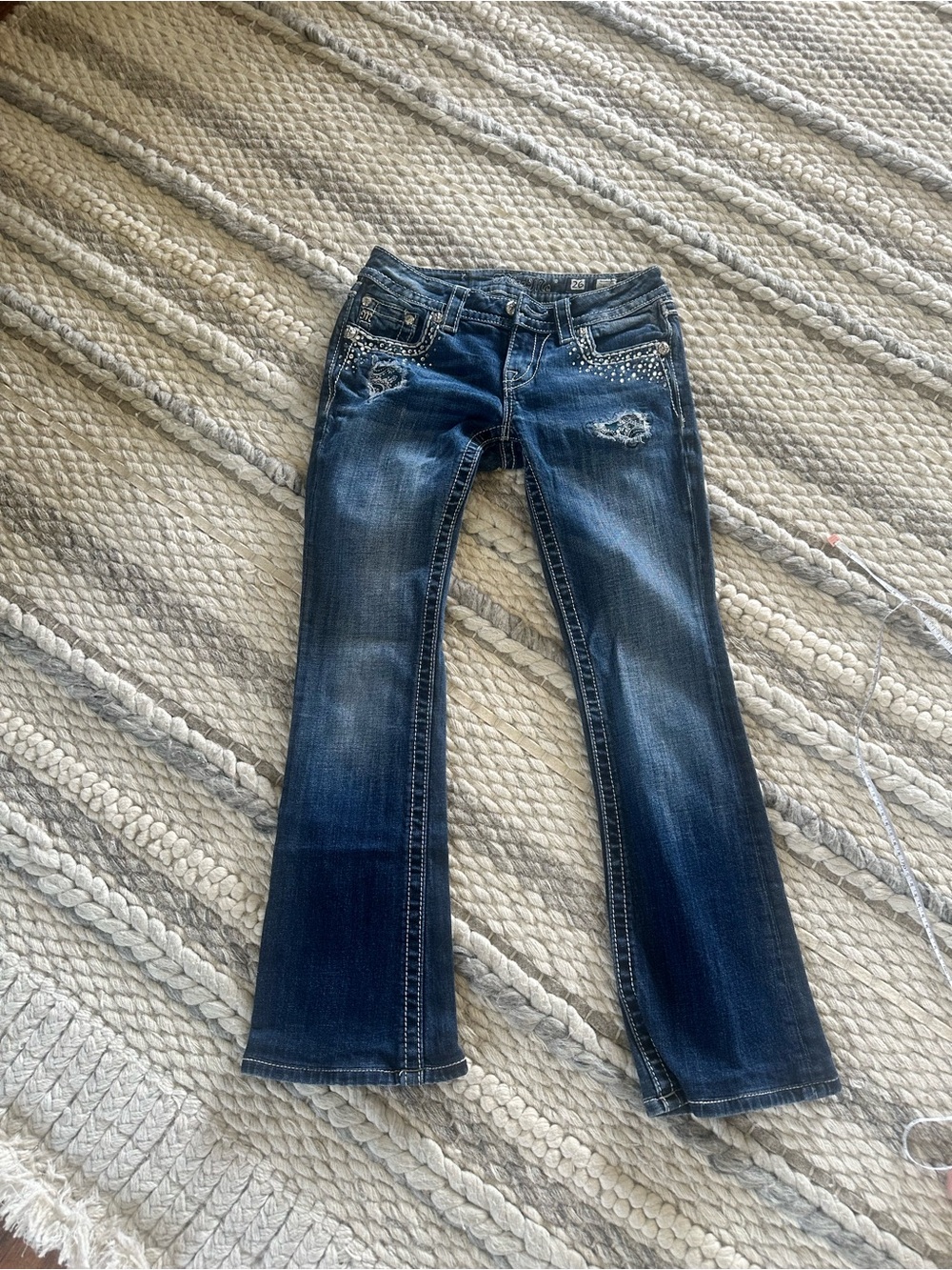 Y2K Miss Me Distressed Bootcut Jeans Size 26
